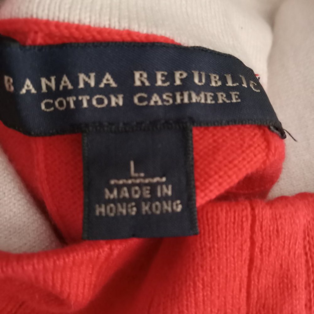 Banana Republic cotton cashmere quarter zip pullover sweater coral cream sx L